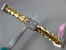 ESTATE .30CT DIAMOND 14KT TWO TONE GOLD 3D SQUARE FLEXIBLE ROPE BANGLE BRACELET