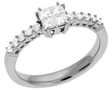 .57CT DIAMOND 14KT WHITE GOLD ROUND & PRINCESS INVISIBLE CLASSIC ENGAGEMENT RING