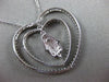 ESTATE LARGE .50CT DIAMOND 14K WHITE GOLD DOUBLE HEART CHAMSA LUCKY HAND PENDANT