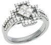 ESTATE .83CT DIAMOND 14KT WHITE GOLD 3D ROUND & PRINCESS INVISIBLE CROSS RING