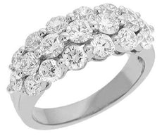 WIDE 2.04CT DIAMOND 14KT WHITE GOLD 3 ROW ROUND SHARED PRONG SEMI ETERNITY RING