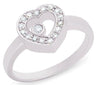 ESTATE .17CT DIAMOND 14KT WHITE GOLD 3D CLASSIC OPEN HEART BEZEL LOVE RNG
