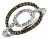 .42CT WHITE & CHOCOLATE FANCY DIAMOND 14KT WHITE GOLD DOUBLE HALO OVAL LOVE RING