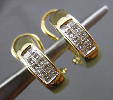 ESTATE WIDE .40CT DIAMOND 14K YELLOW GOLD ELONGATED CLIP ON HUGGIE EARRINGS 7402