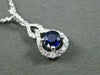 ESTATE .73CT DIAMOND & SAPPHIRE 18K WHITE GOLD DOUBLE RAIN DROP FLOATING PENDANT