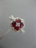 ESTATE 1.50CT DIAMOND & AAA RUBY 18KT WHITE GOLD FLOWER HALO SQUARE PROMISE RING