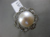 ESTATE LARGE .72CT ROUND DIAMOND 18KT WHITE GOLD 3D SOUTH SEA PEARL FLOWER RING