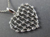 ESTATE LARGE .25CT DIAMOND 14K WHITE GOLD 3D OPEN HEART CLUSTER FLOATING PENDANT