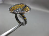 ANTIQUE LARGE 2.48CT DIAMOND & AAA CITRINE 14KT BLACK GOLD 3D FILIGREE RING