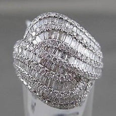 ANTIQUE WIDE 2.15CT DIAMOND 18KT WHITE GOLD FILIGREE MULTI ROW ANNIVERSARY RING
