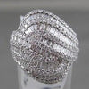 ANTIQUE WIDE 2.15CT DIAMOND 18KT WHITE GOLD FILIGREE MULTI ROW ANNIVERSARY RING