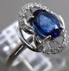 ESTATE 1.44CT DIAMOND & AAA SAPPHIRE 14KT WHITE GOLD OVAL FLOWER ENGAGEMENT RING