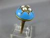 ANTIQUE WIDE ROSE CUT DIAMOND PEARL & BLUE ENAMEL 14K YELLOW GOLD STAR DOME RING
