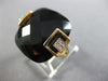 ESTATE LARGE 18.14CT DIAMOND & AAA EXTRA FACET ONYX 14KT YELLOW GOLD SQUARE RING