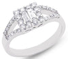 ESTATE .72CT DIAMOND 14KT WHITE GOLD 3D ROUND & BAGUETTE SQUARE FUN RING