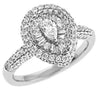 WIDE 1.41CT DIAMOND 14KT WHITE GOLD ROUND BAGUETTE & PEAR SHAPE ENGAGEMENT RING