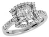 .98CT DIAMOND 14KT WHITE GOLD PRINCESS & ROUND INVISIBLE SQUARE FRIENDSHIP RING