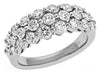 WIDE 1.54CT DIAMOND 14KT WHITE GOLD 3 ROW SHARED PRONG CLASSIC ANNIVERSARY RING