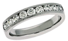 .74CT DIAMOND 14KT WHITE GOLD CHANNEL 9 STONE FILIGREE MILGRAIN ANNIVERSARY RING