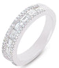 1.08CT DIAMOND 14KT WHITE GOLD ROUND & BAGUETTE 3 ROW CHANNEL ANNIVERSARY RING