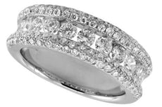 WIDE 1.64CT DIAMOND 14K WHITE GOLD ROUND CHANNEL ETOILE WEDDING ANNIVERSARY RING