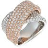 EXTRA LARGE 3.47CT DIAMOND 14KT WHITE & ROSE GOLD 3D MULTI ROW CRISS CROSS RING