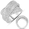 EXTRA LARGE 3.47CT DIAMOND 14K WHITE GOLD 3D MULTI ROW CRISS CROSS INFINITY RING
