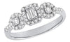 .46CT DIAMOND 14K WHITE GOLD 3D ROUND & EMERALD CUT 3 STONE HALO FRIENDSHIP RING