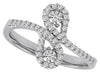 ESTATE .50CT DIAMOND 14KT WHITE GOLD 3D CRISS CROSS DOUBLE LEAF FUN RING