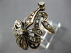 ANTIQUE LARGE 1.0CT ROSE CUT & OLD MINE DIAMOND 14KT WHITE GOLD 3D FILIGREE RING