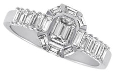 1.01CT DIAMOND 14KT WHITE GOLD 3D BAGUETTE & EMERALD CUT OCTAGON FRIENDSHIP RING