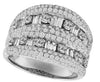 EXTRA LARGE 2.39CT DIAMOND 14KT WHITE GOLD 3D ROUND & BAGUETTE ANNIVERSARY RING