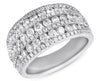 LARGE 1.84CT DIAMOND 14KT WHITE GOLD 3D MULTI ROW CLASSIC ROUND ANNIVERSARY RING