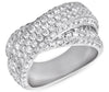 ESTATE LARGE 2.56CT DIAMOND 14KT WHITE GOLD 3D MULTI ROW CRISS CROSS X LOVE RING