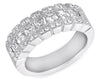 LARGE 1.65CT DIAMOND 14KT WHITE GOLD ROUND & ASSCHER CUT 3 ROW ANNIVERSARY RING
