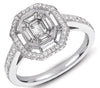 LARGE .91CT DIAMOND 14KT WHITE GOLD MULTI SHAPE FILIGREE OCTAGON ENGAGEMENT RING