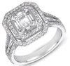 LARGE 1.13CT DIAMOND 14K WHITE GOLD MULTI SHAPE FILIGREE OCTAGON ENGAGEMENT RING