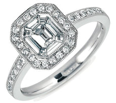 .67CT DIAMOND 14KT WHITE GOLD MULTI SHAPE FILIGREE OCTAGON HALO ENGAGEMENT RING