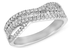 .62CT DIAMOND 14K WHITE GOLD 3D CLASSIC MULTI ROW CRISS CROSS INFINITY LOVE RING