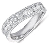 .82CT DIAMOND 14KT WHITE GOLD CLASSIC 3 ROW SWIRL SEMI ETERNITY ANNIVERSARY RING