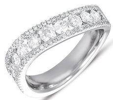 1.18CT DIAMOND 14KT WHITE GOLD 3D CLASSIC 3 ROW SWIRL CHANNEL ANNIVERSARY RING