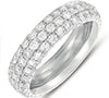 2.18CT DIAMOND 14KT WHITE GOLD 3D CLASSIC 3 ROW PAVE ETERNITY ANNIVERSARY RING