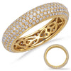ESTATE 1.36CT DIAMOND 14KT YELLOW GOLD MULTI ROW PAVE ETERNITY ANNIVERSARY RING