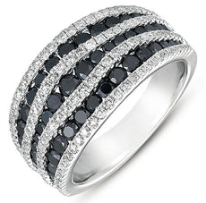 WIDE 1.93CT WHITE & BLACK DIAMOND 14KT WHITE GOLD 3D CHANNEL ANNIVERSARY RING
