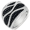 LARGE 1.94CT WHITE & BLACK DIAMOND 14KT WHITE GOLD 3D PAVE MULTI LEAF FUN RING