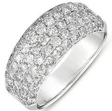 1.94CT DIAMOND 14KT WHITE GOLD 3D MULTI ROW PAVE SEMI ETERNITY ANNIVERSARY RING