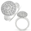 ESTATE LARGE 2.45CT DIAMOND 14KT WHITE GOLD 3D FLOWER FILIGREE LOVE RING