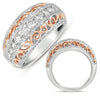 LARGE 1.19CT DIAMOND 14KT WHITE ROSE GOLD FILIGREE SEMI ETRNITY ANNIVERSARY RING