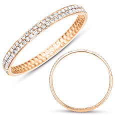 .55CT DIAMOND 14KT ROSE GOLD 3D ROUND 2 ROW PAVE ETERNITY LOVE ANNIVERSARY RING