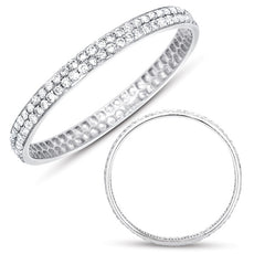 .55CT DIAMOND 14KT WHITE GOLD 3D ROUND 2 ROW PAVE ETERNITY LOVE ANNIVERSARY RING
